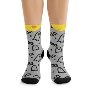 Halloween-Themed Recycled Poly Socks with Ghosts and Pumpkins